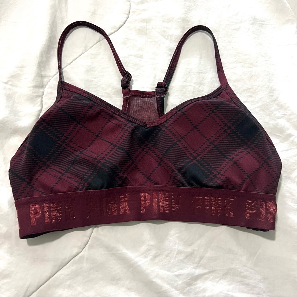Victoria's Secret PINK Ultimate Lightly Lined Sports Bra Size Small Burgundy